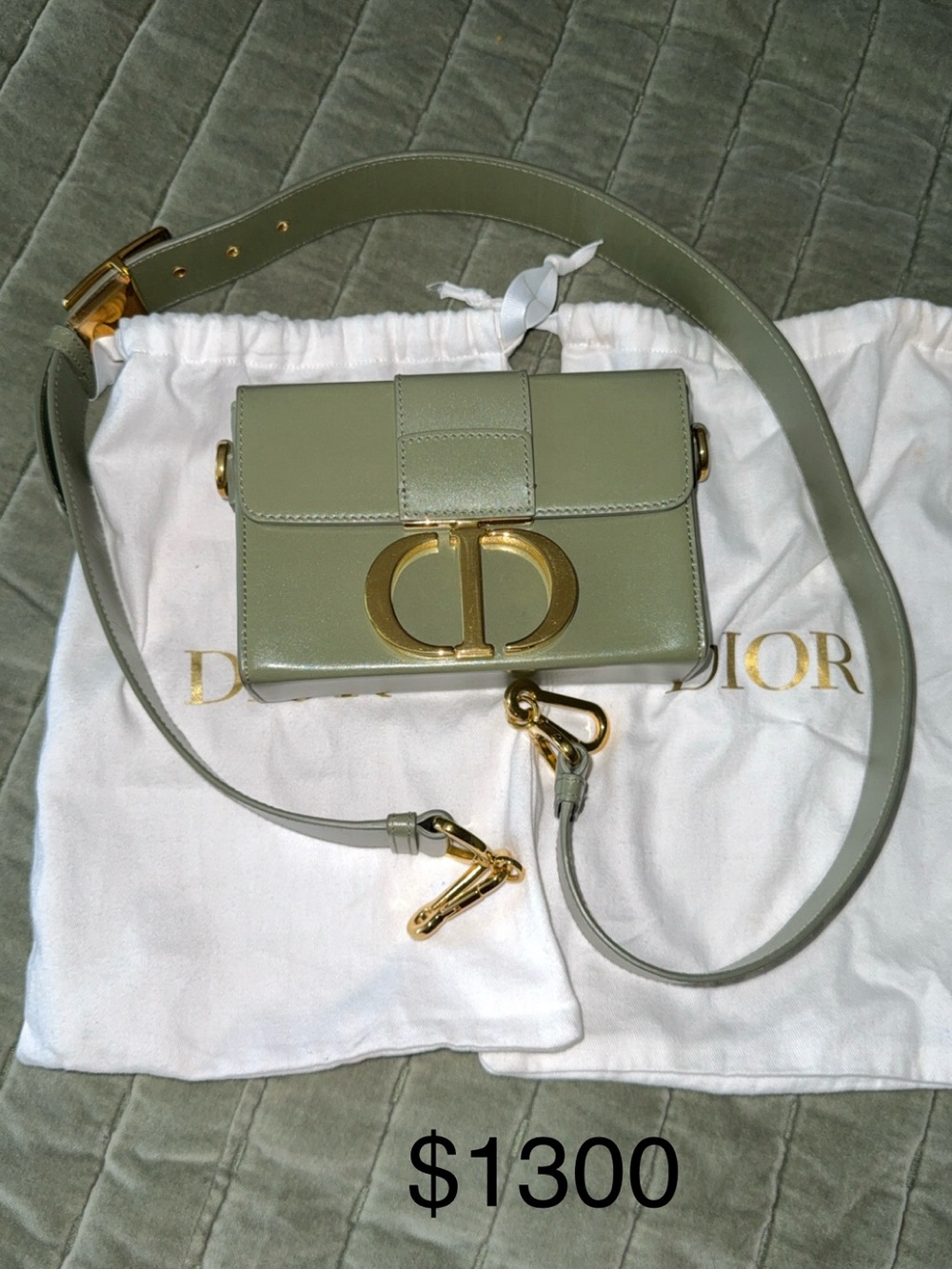 Dior Sage Green CD Logo Crossbody Belt Bag with Gold Hardware